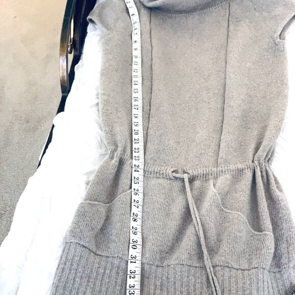 AX ARMANI EXCHANGE Designer Dress Tunic Grey Silver Thread Short Cap Sleeve Sz L - Picture 9 of 9